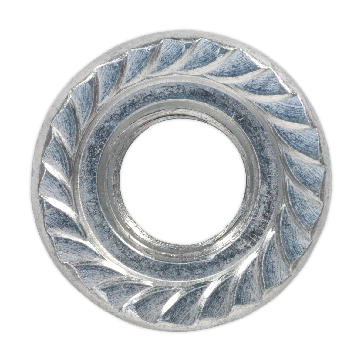 Sealey Flange Nut Serrated M12 Zinc Plated DIN 6923 Silver Pack of 50 Pcs FN12