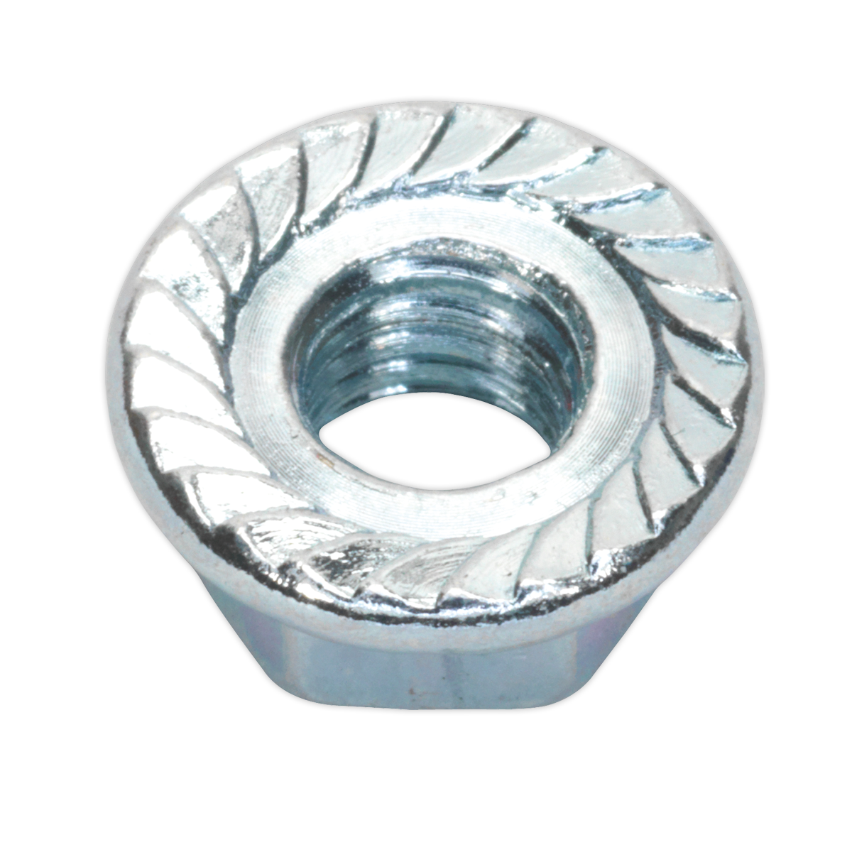 Sealey Flange Nut Serrated M8 Zinc Plated DIN 6923 Silver Pack of 100 Pieces FN8