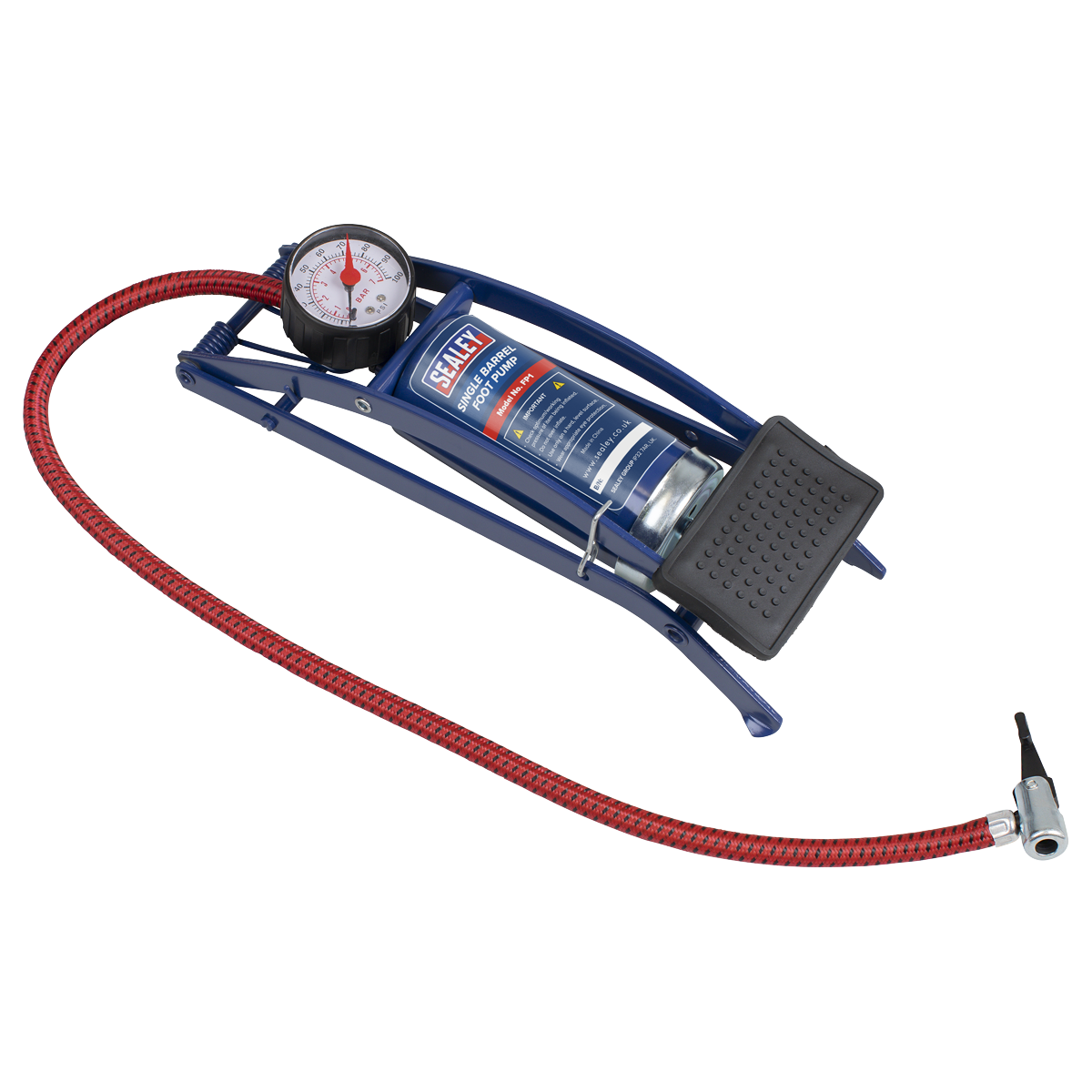 Sealey Foot Pump Single Barrel Dial Type Pressure Gauge With Rotating Bezel FP1