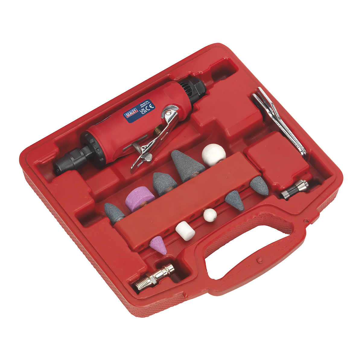 Sealey Air Die Grinder Kit With Low Noise Air Exhaust 13 Pieces Set GSA67