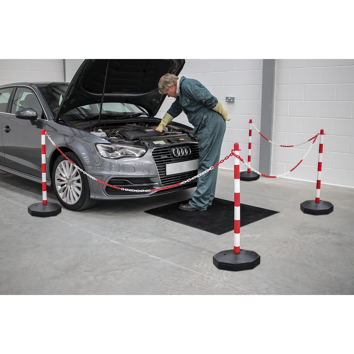 Sealey Exclusion Zone Extension Kit Safety Plastic Chain Post Base HP55KECOMBO