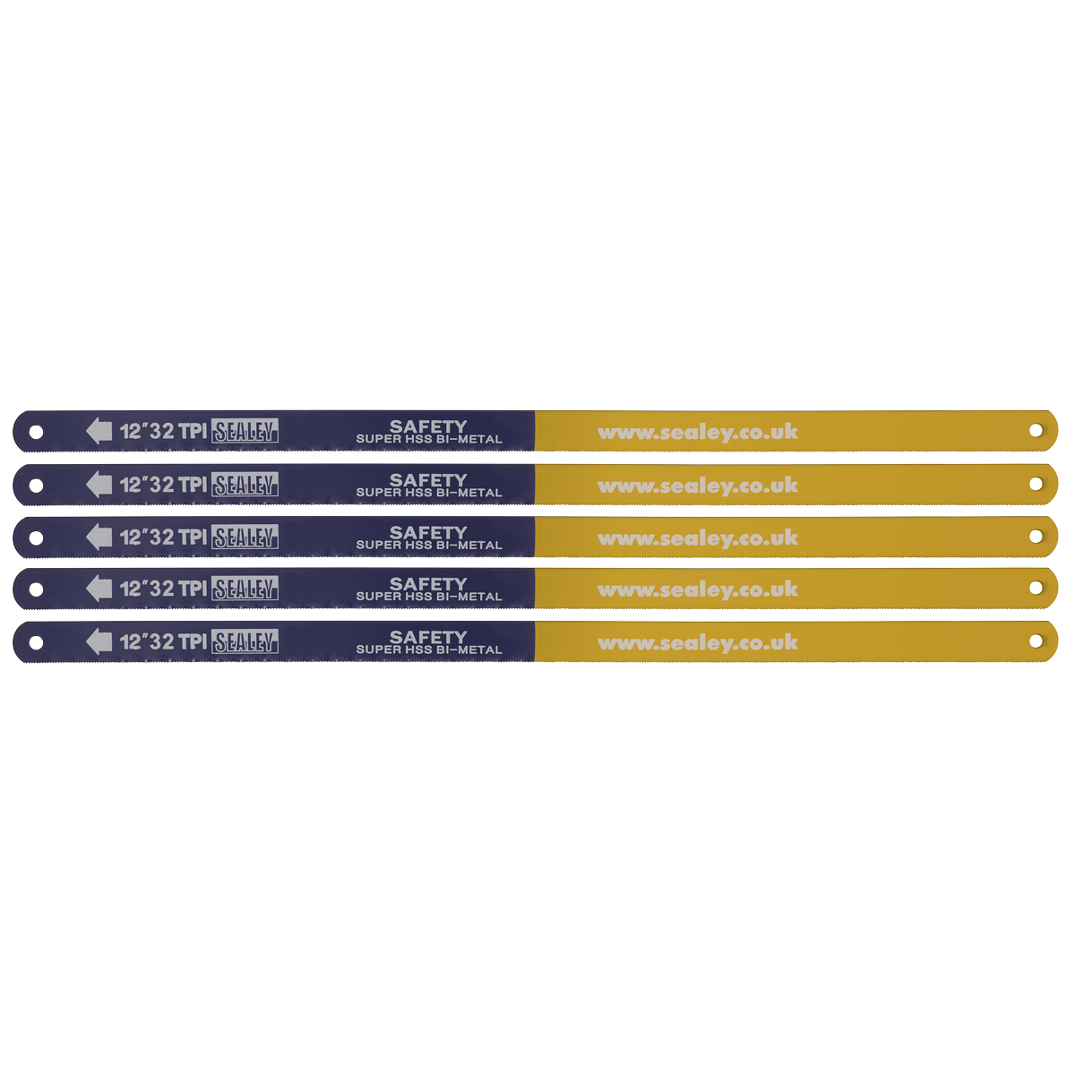 Sealey Hacksaw Blade 300mm HSS Flexible Bi-Metal 32 TPI Pack of 5 Pieces HSB0532