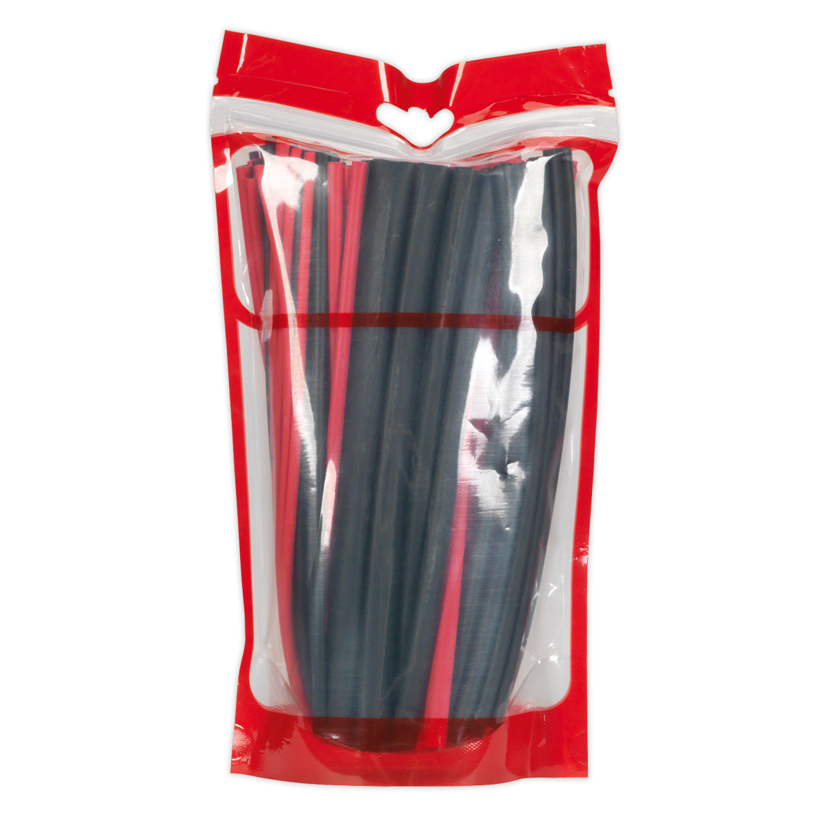 Sealey Heat Shrink Tubing Sleeve 72 Pcs Black Red Adhesive Lined 200mm HSTAL72BR
