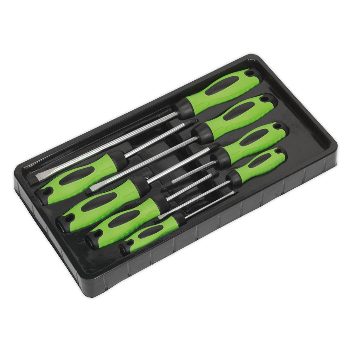 Sealey Screwdriver Set With Ergonomically Shaped Handles 8 Pieces Hi-Vis HV001