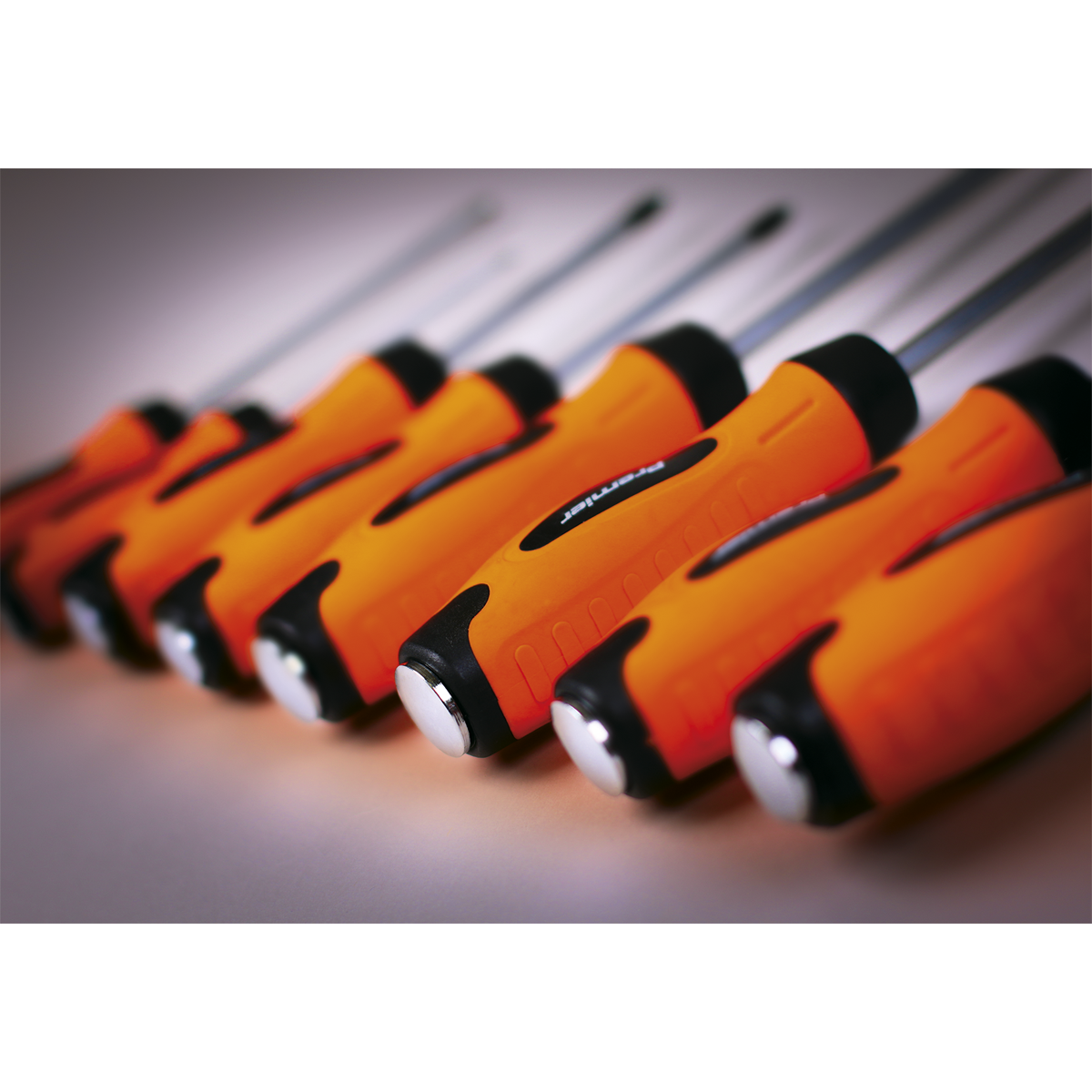 Sealey Screwdriver Set 8 Pcs Hammer-Thru Hi-Vis Textured Handles Orange HV004