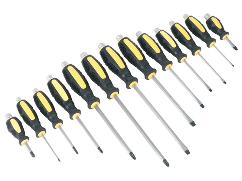 Sealey Screwdriver Set 13 Pieces Hammer-Thru Chrome Vanadium Steel S0754