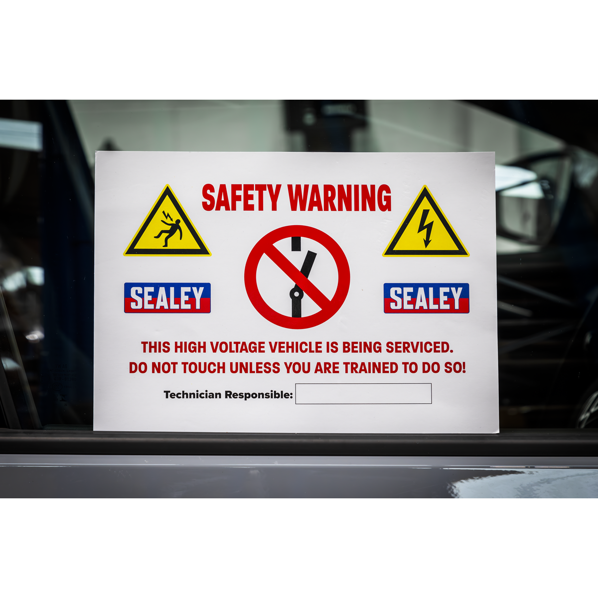 Sealey Hybrid/Electric Vehicle Warning Sign Wipeable Gloss Finish HYBRIDSIGN