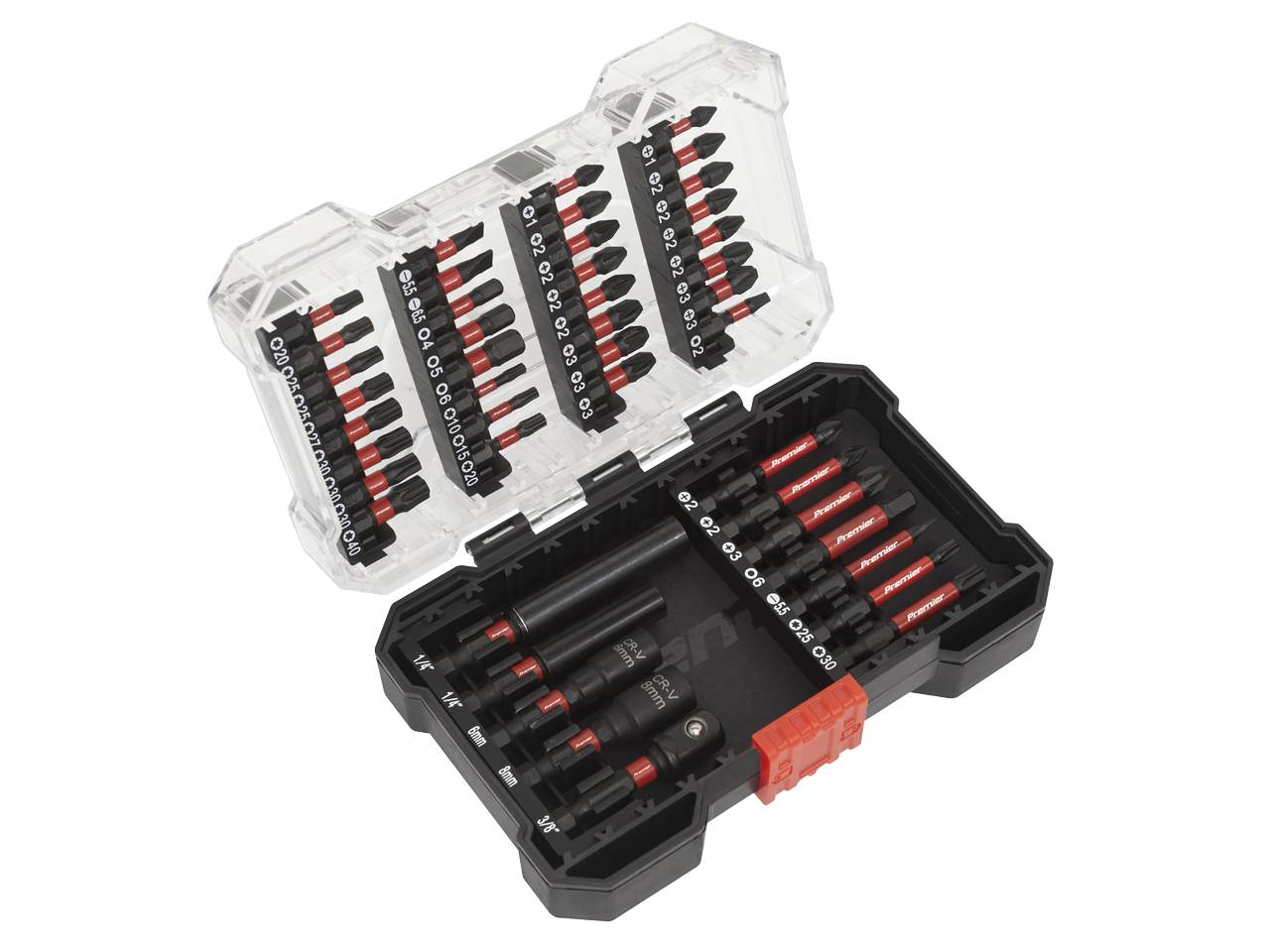Sealey Power Tool Bit Set 44 Pieces Impact Grade 1/4" Hex Forged S2 Steel AK8280