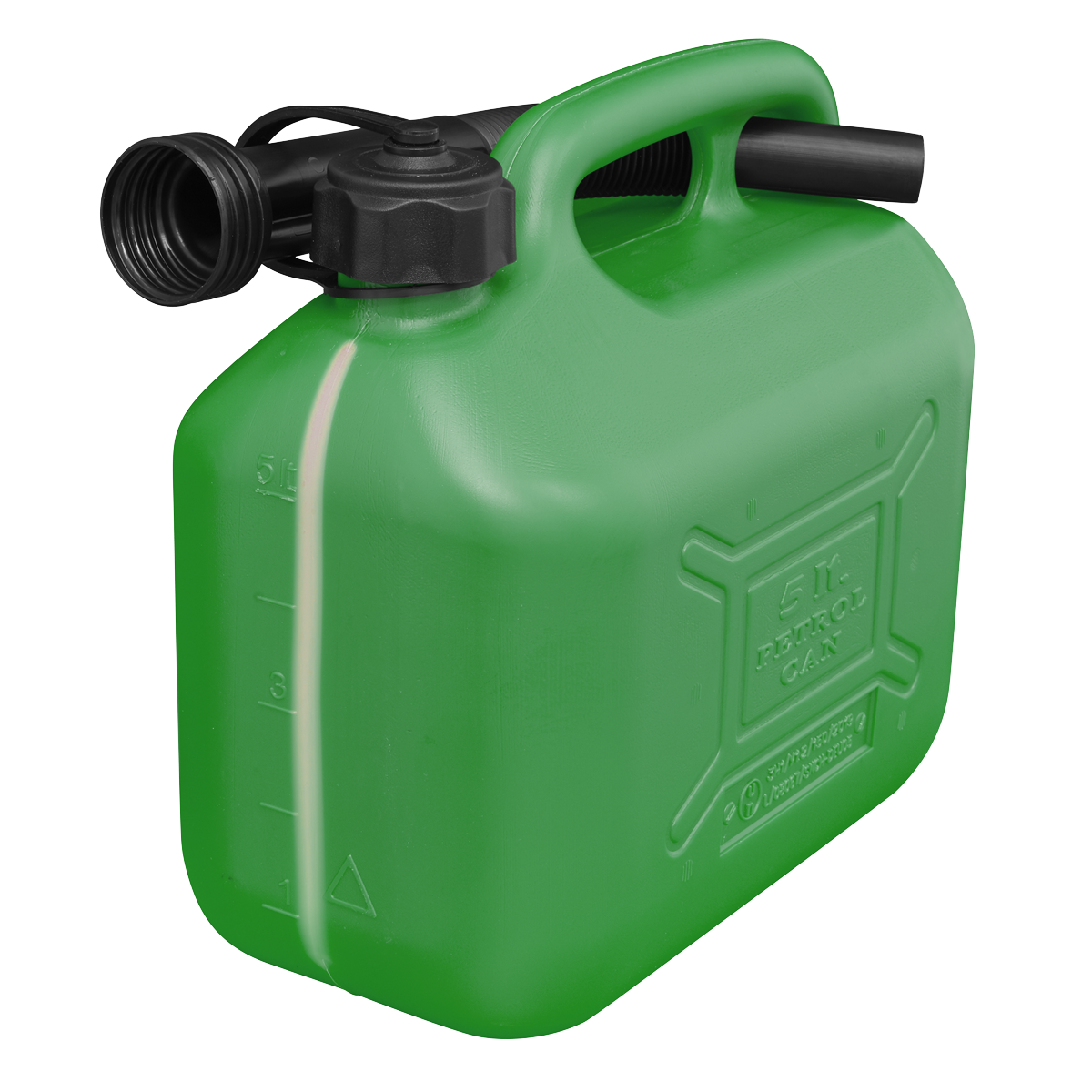 Sealey Plastic Fuel Can Colour-Coded Green For Unleaded Fuel 5 Litres JC5G
