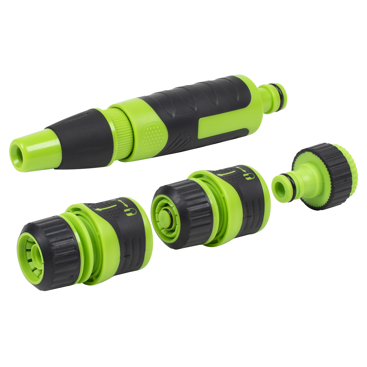 Sealey Deluxe Hose Nozzle & Connector Set 1/2" 3/4" Rubber Handles 4 Pcs JS9611
