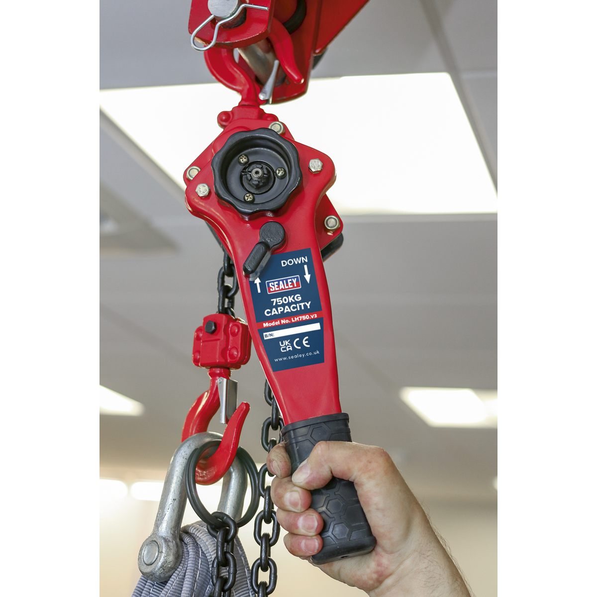 Sealey Lever Hoist Steel With Heavy Duty Brake & Alloy Steel Chain 750kg LH750