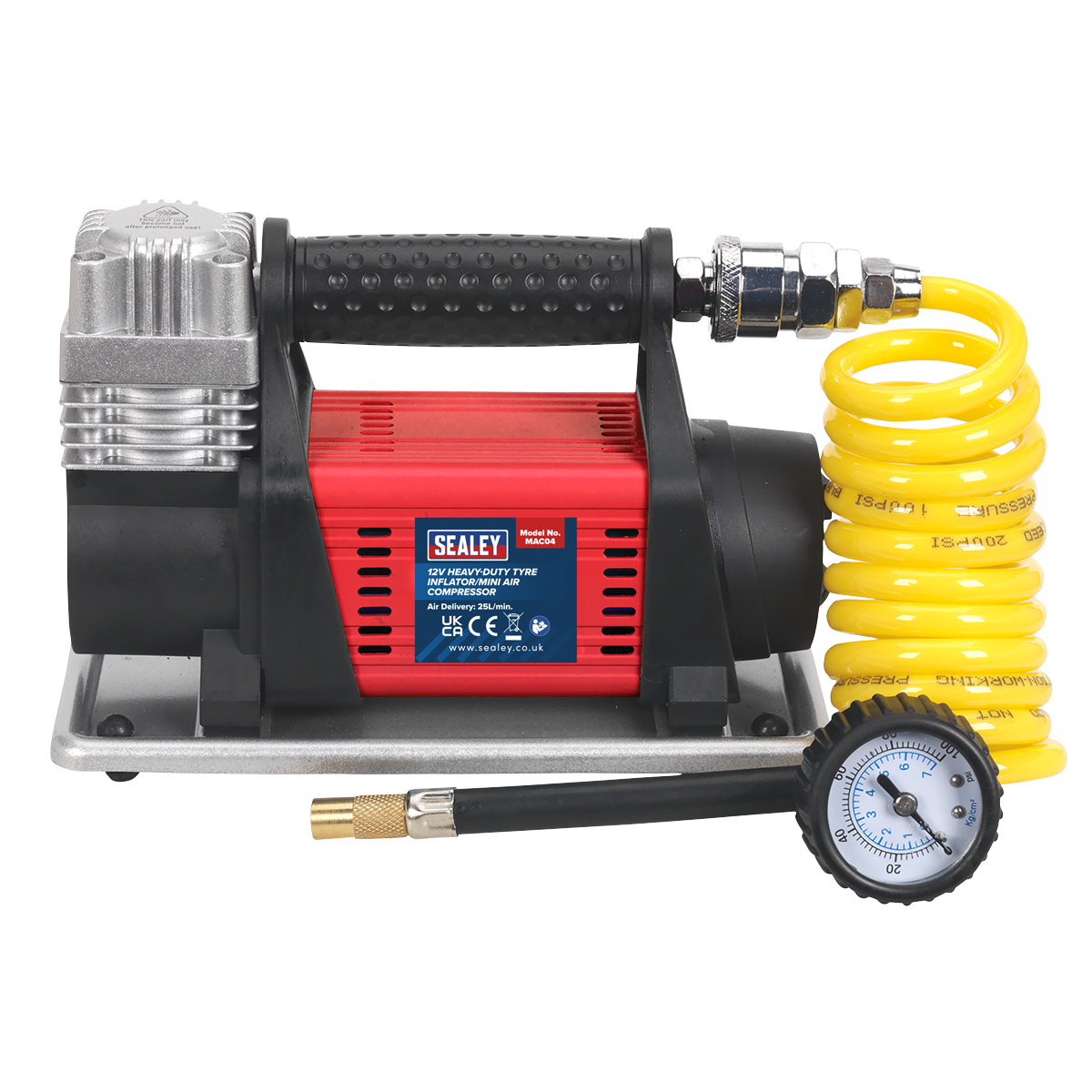 Sealey Mini Air Compressor 12V Heavy Duty Maximum Pressure 100PSI MAC04