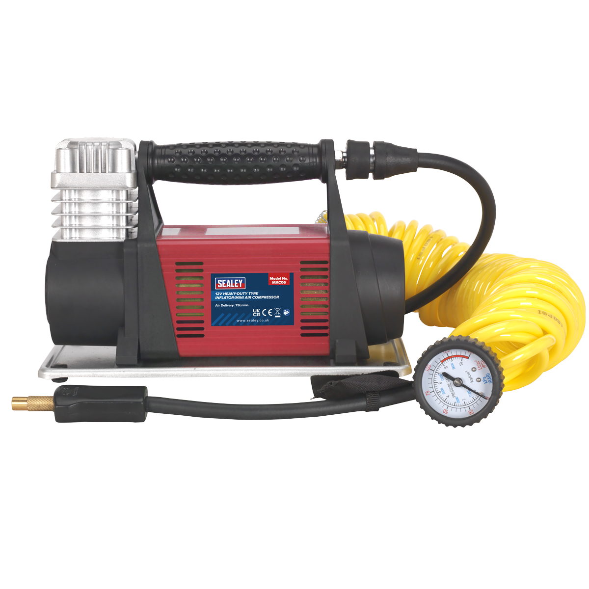 Sealey Heavy Duty Mini Air Compressor 12V Maximum Pressure 100PSI MAC06