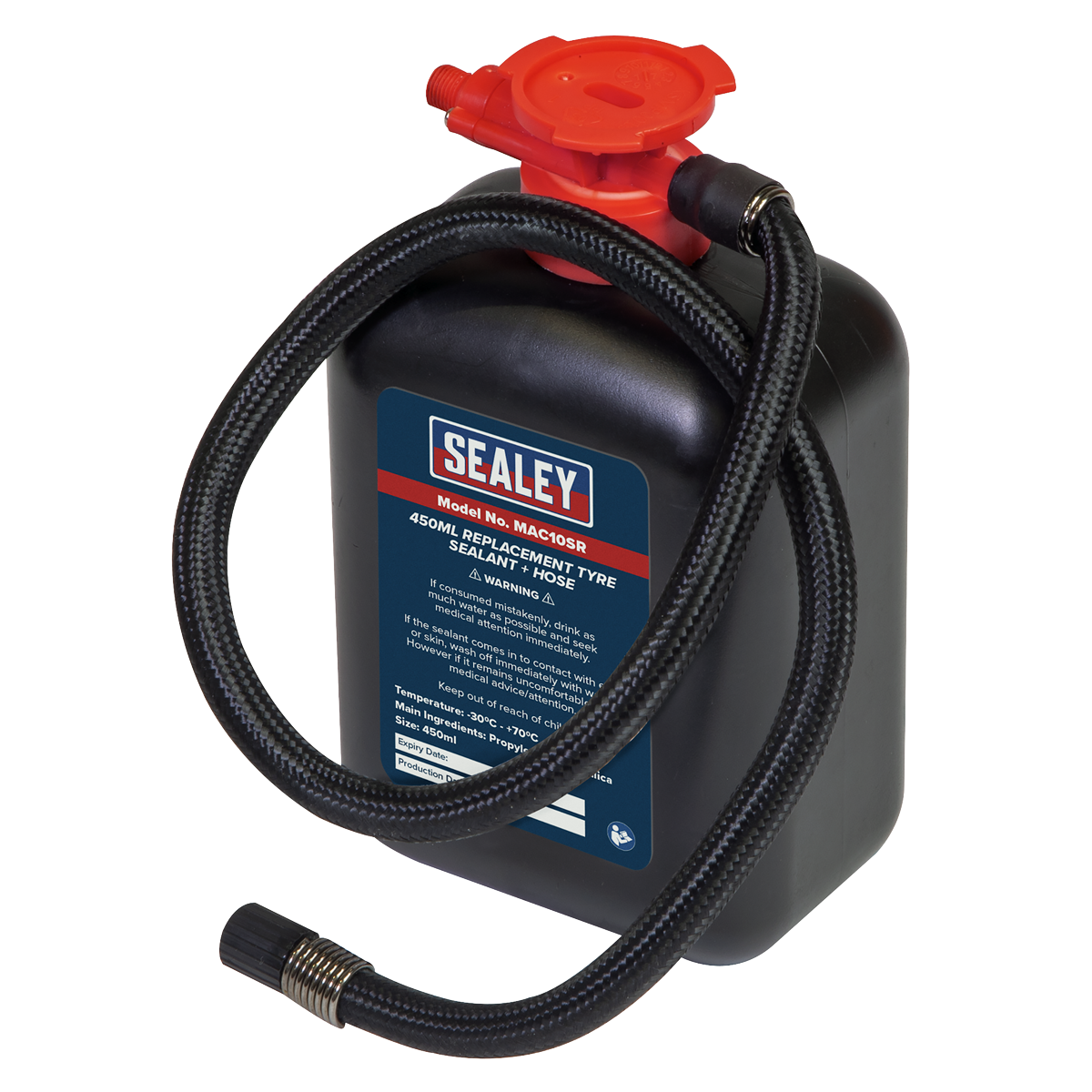 Sealey Emergency Tyre Sealant Replacement Natural Rubber 450mL + Hose MAC10SR