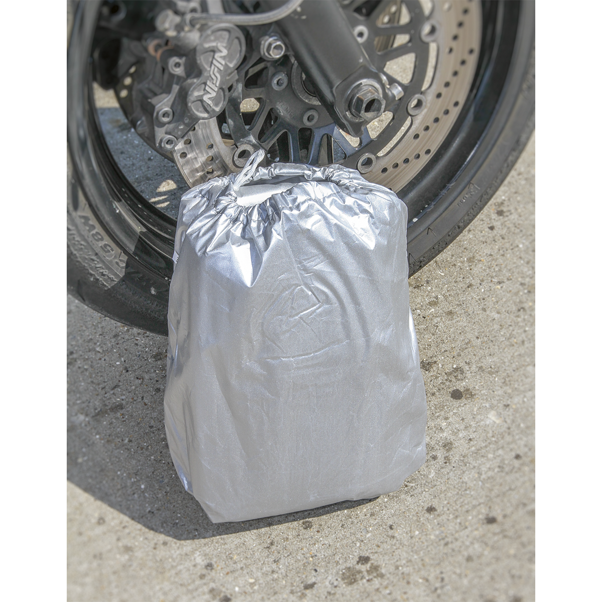 Sealey Medium Motorcycle Double Layer Cover 2320 x 1000 x 1350mm Silver MCM