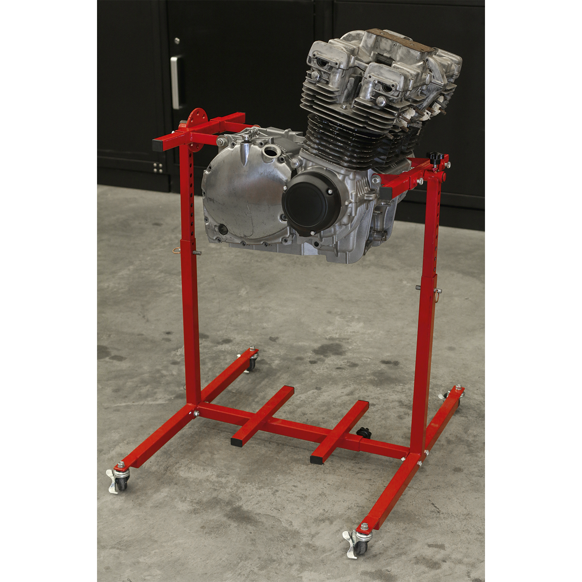 Sealey Engine Rebuild Stand - Multi Cylinder 75kg Capacity - Red/Black MES02