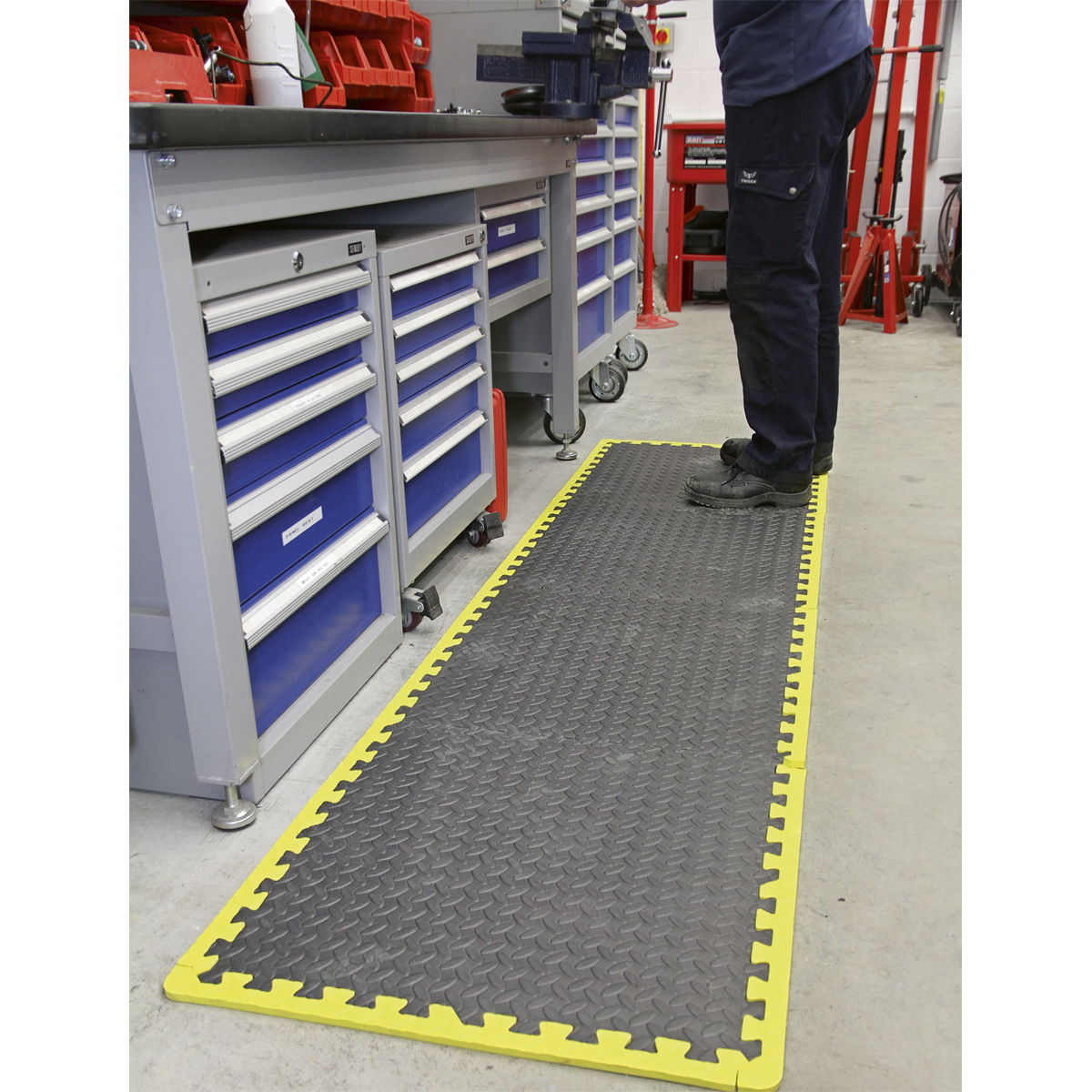 Sealey Interlocking Comfort Workshop Mat Set 1240x1825mm Foam Flooring MIC1218Y3
