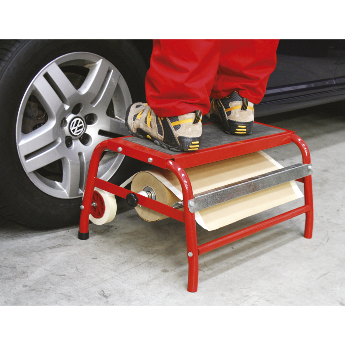 Sealey Masking Paper Dispenser Step-Up - 1 x 450mm Single Roll Red MK64