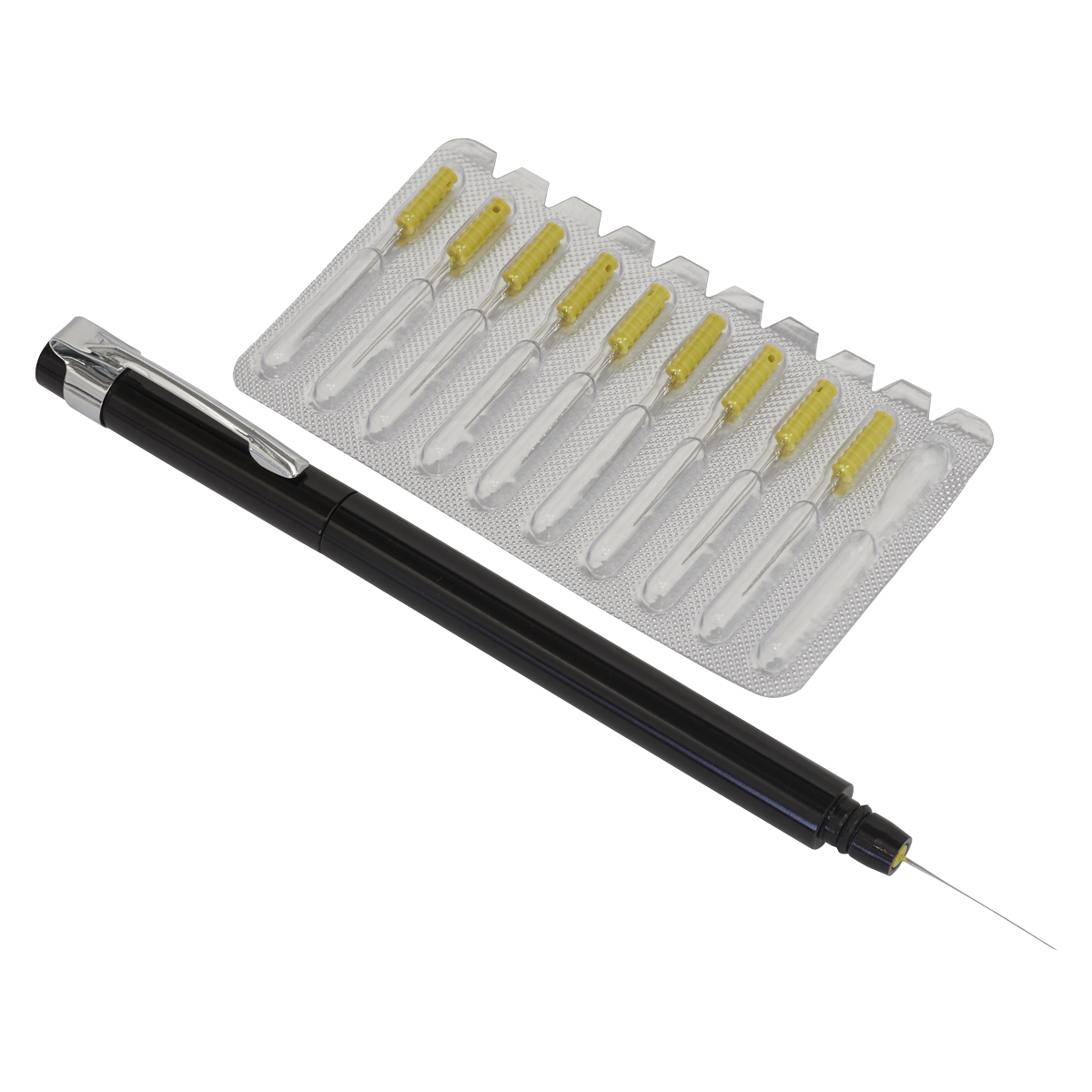 Sealey Paint Dirt Removal Pen With Needle Set Storage Case Pack Of 10 MK78