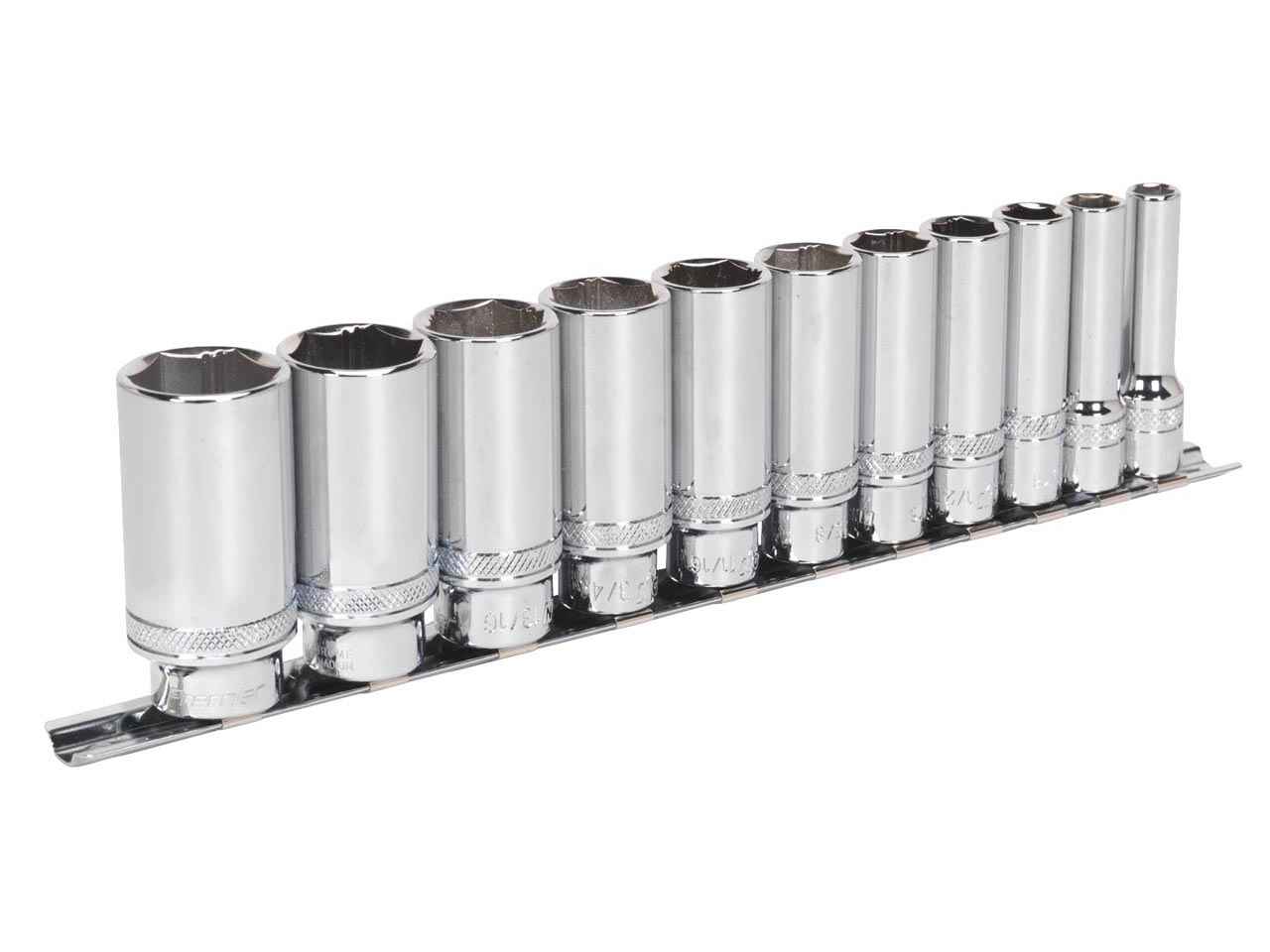 Sealey 11 Pcs 3/8" Square Drive Deep Lock-On 6 Point Imperial Socket Set AK2743