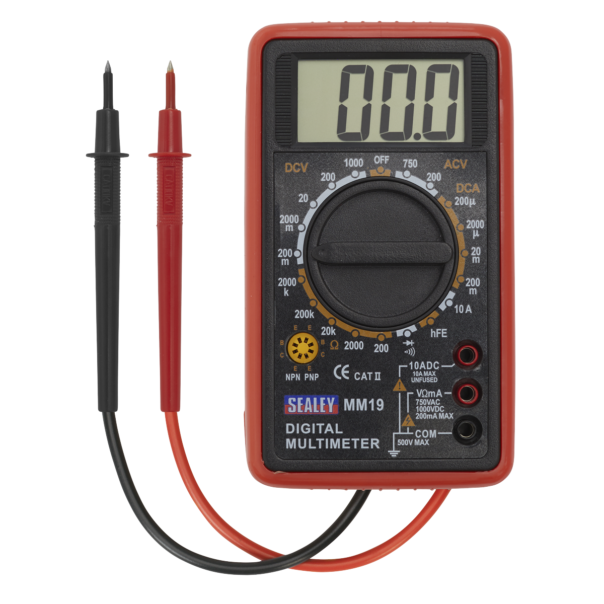 Sealey Digital Multimeter 6 Function With Easy-To-Read LCD Display MM19