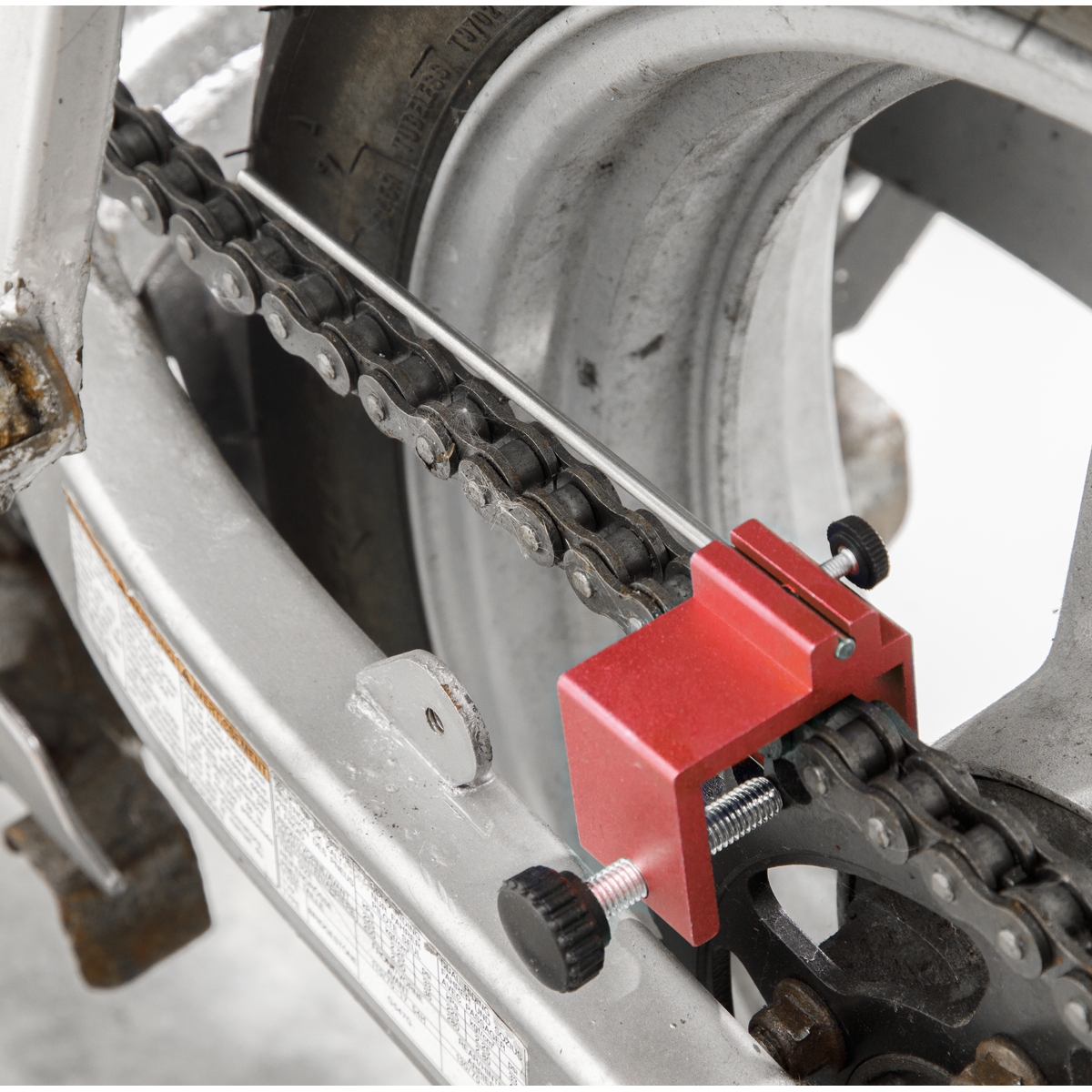 Sealey Motorcycle Chain Alignment Tool Maximum Size 28mm - Red/Silver MS005