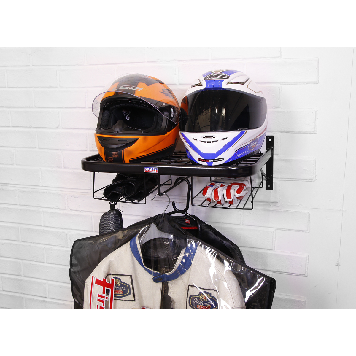 Sealey Motorcycle Helmet/Gear Tidy Wall Mounting Unit Capacity 18kg MS081