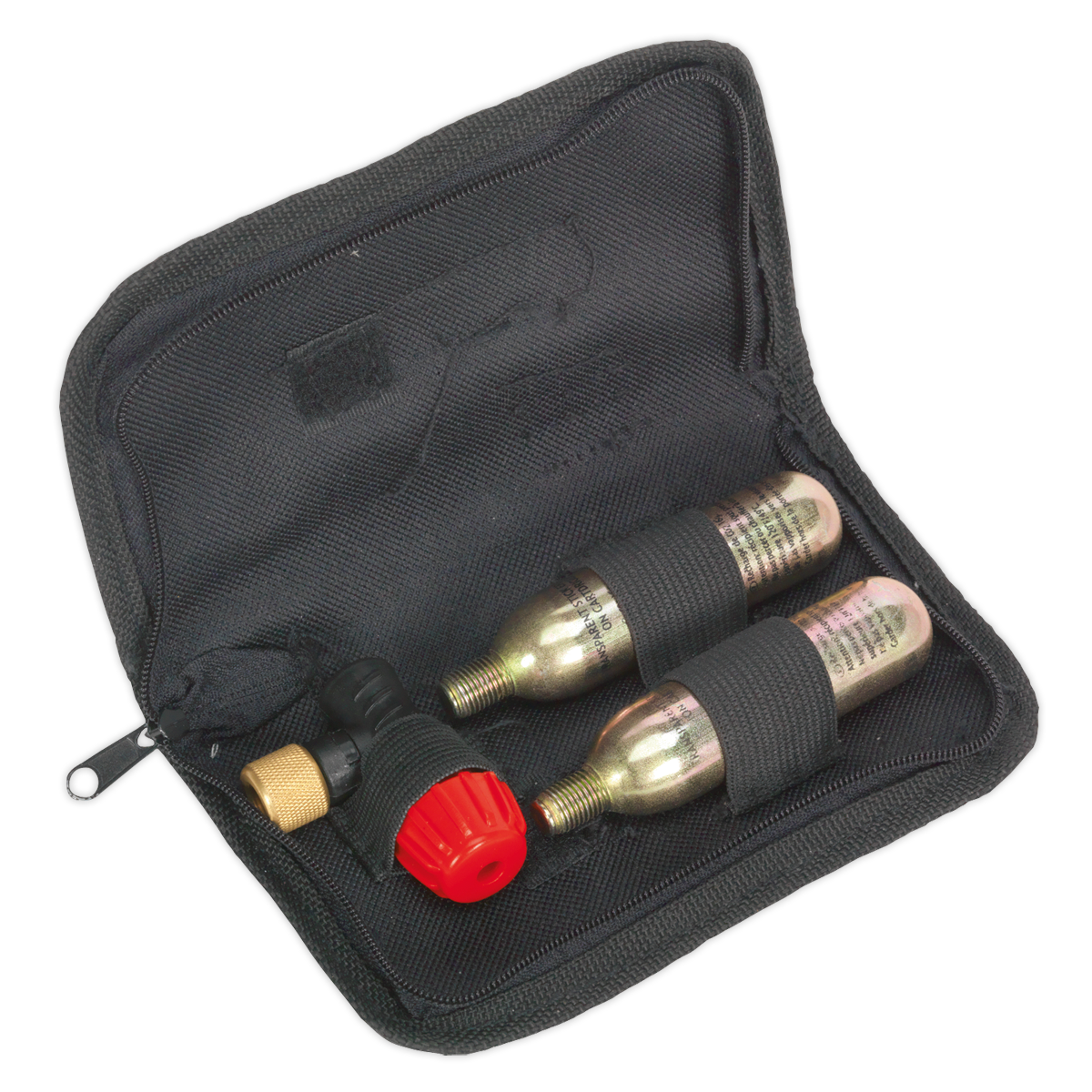 Sealey Motorcycle CO2 Emergency Tyre Inflator Kit With Schrader Adaptor MS087