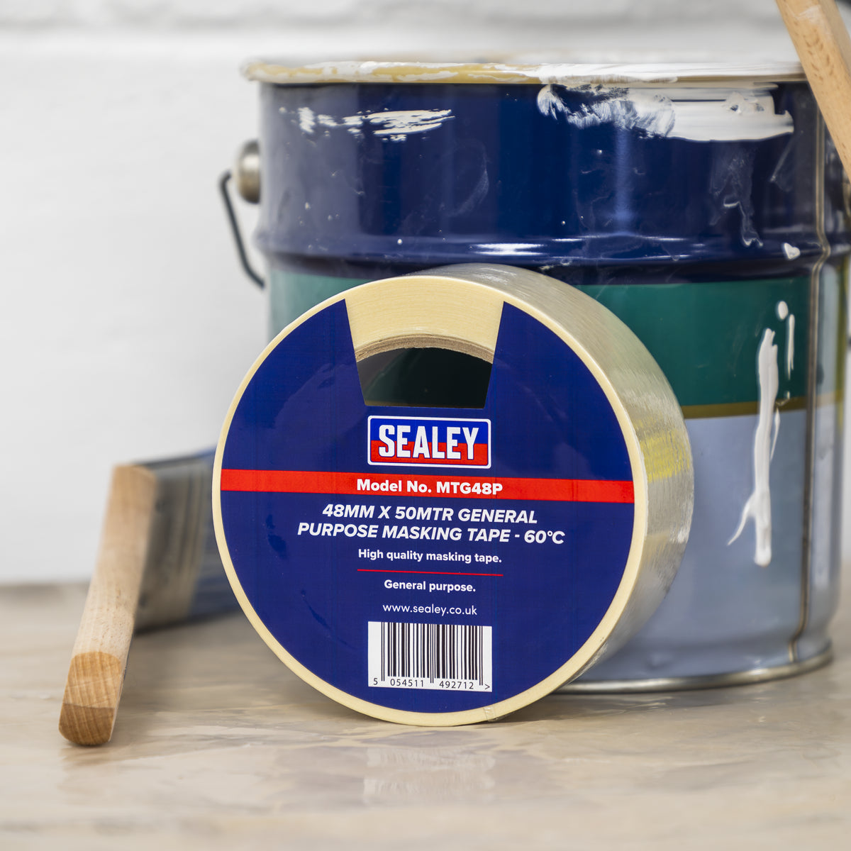 Sealey Masking Tape General Purpose 48mm x 50m Up to 60°C - White MTG48P