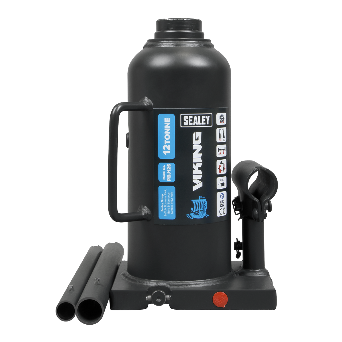Sealey Bottle Jack Lift 12 Tonne With Overload Valve & 2-Piece Handle PBJ12S