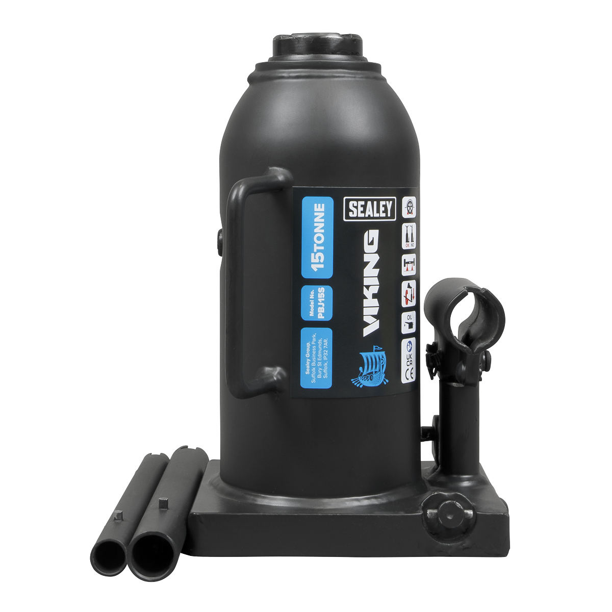 Sealey Bottle Jack Lift 15 Tonne With Overload Valve & 2-Piece Handle PBJ15S
