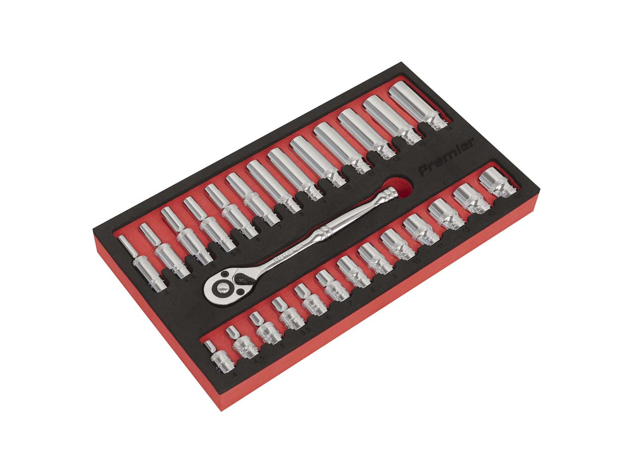 Sealey Ratchet Wrench/Socket Set 27 Pieces 1/4" Square Drive Tool Kit AK66721