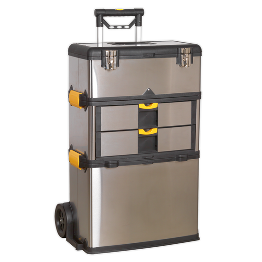 Sealey Mobile Stainless Steel Composite Tool Box Storage 3 Compartments AP855