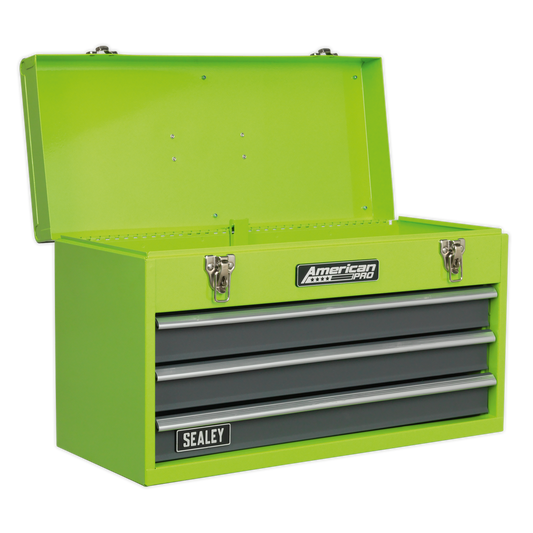 Sealey Tool Chest Box 3 Drawers Portable Ball Bearing Runners HiVis AP9243BBHV