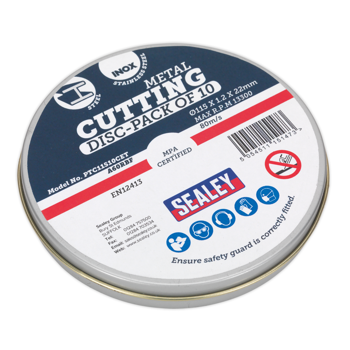 Sealey Cutting Disc Ø115x1.2mm Counter Top Display Box 10 Packs x10 PTC11510CETD