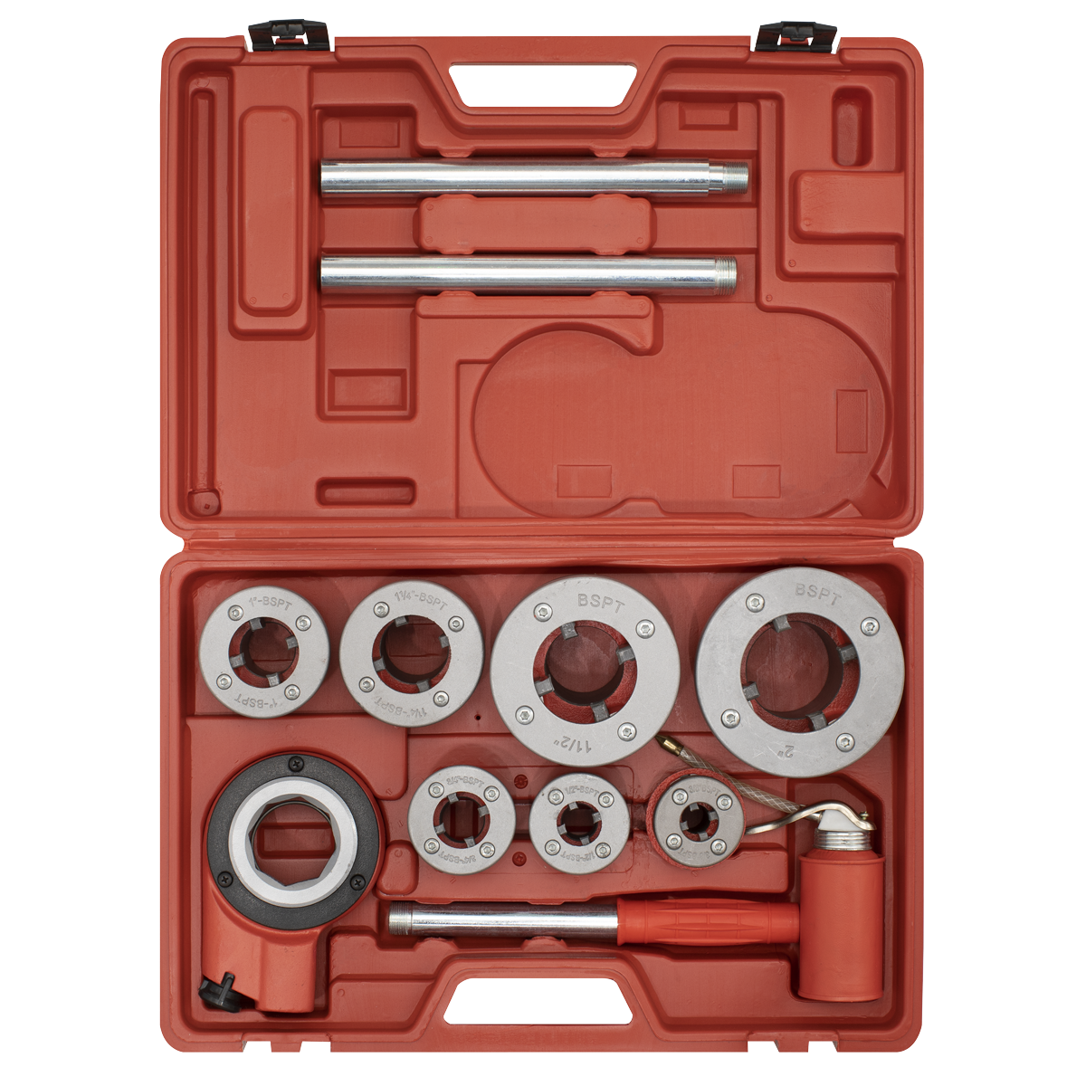 Sealey 3/8"- 2" BSPT Pipe Threading Kit With 4 Tool-Steel Cutting Bits PTK992