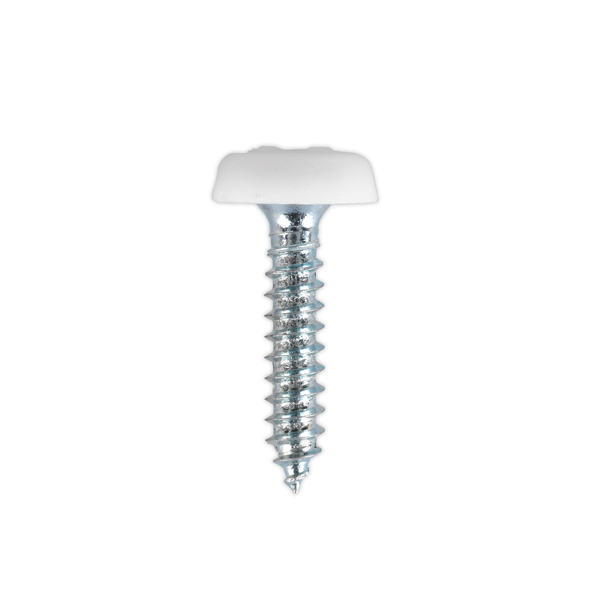 Sealey Number Plate Screw Plastic Enclosed Head 4.8 x 24mm White Pack of 50