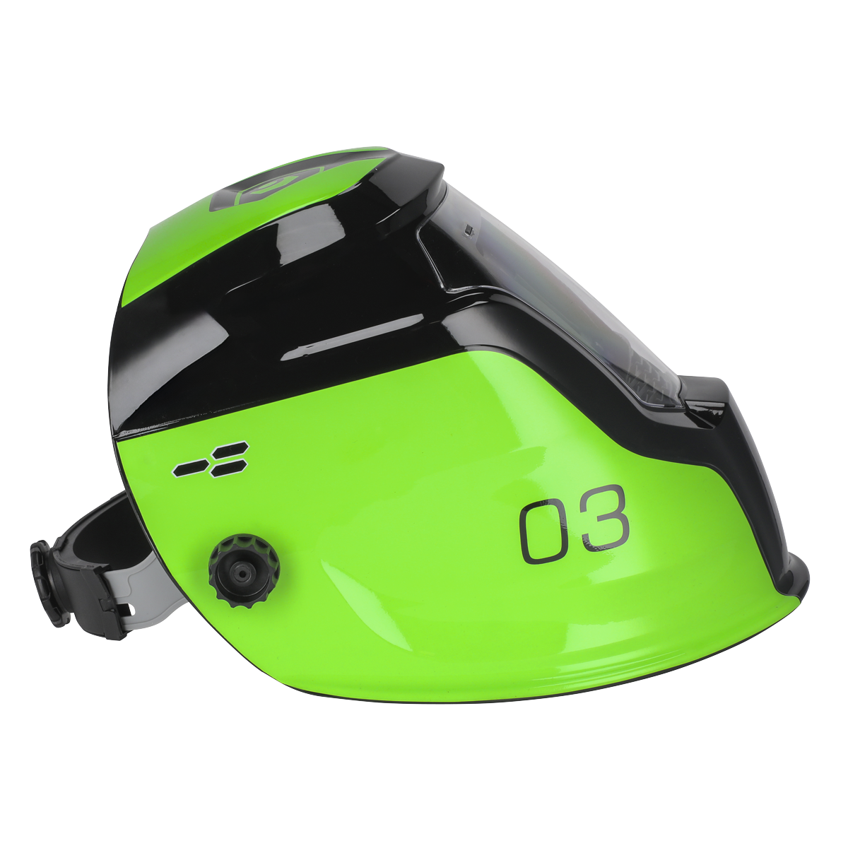 Sealey Auto Darkening Welding Helmet With Rotary Knob - Shade 9-13 - Green PWH3