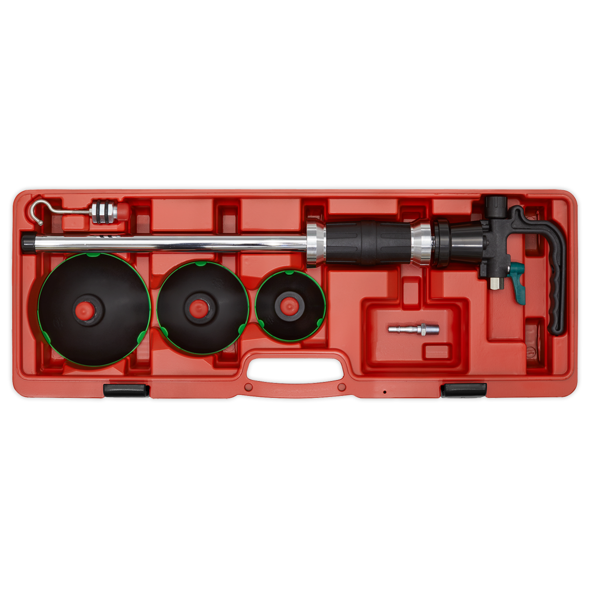 Sealey Air Suction Dent Puller With 75/100/125mm Suction Pads & Hook RE101