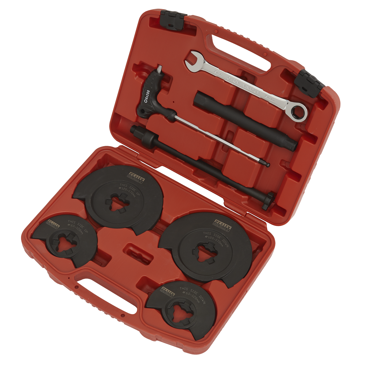 Sealey Coil Spring Compressor Wishbone Suspension 1000kg Ø60-170mm + Case RE2281
