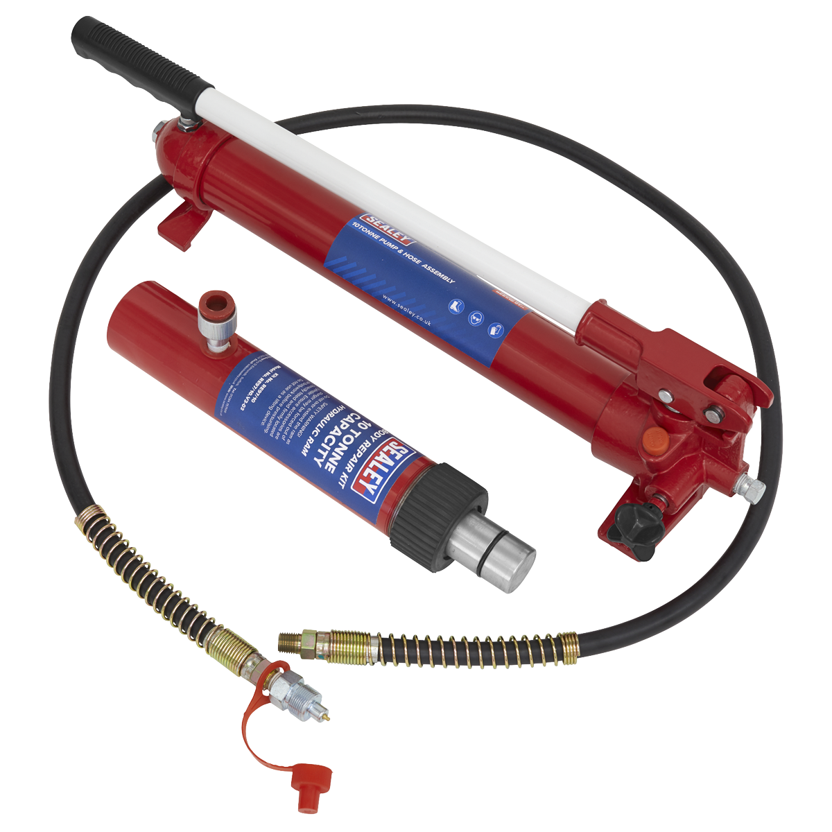 Sealey Push Ram With Pump And Hose Assembly 10 Tonne Garage RE97.10-COMBO