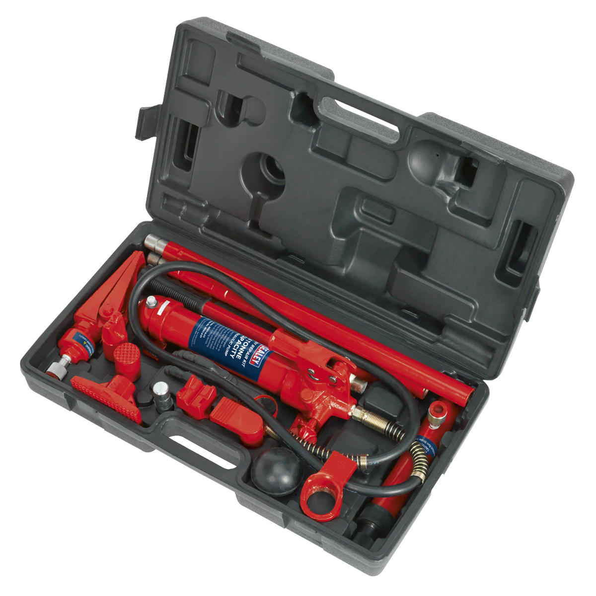 Sealey Hydraulic Body Repair Kit 4 Tonne Snap Type Pump Hose Ram Case RE97/4