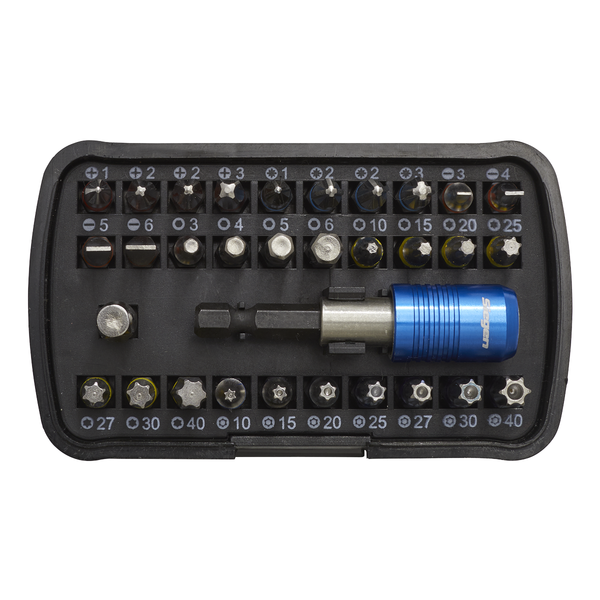 Sealey 32 Pieces Power Tool Bit Set From S2 Steel With Box Colour-Coded S01035