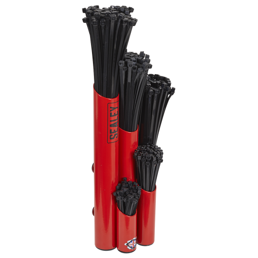 Sealey Large Magnetic Steel Cable Tie Holder With 500 Cable Ties Red APCTHRXL
