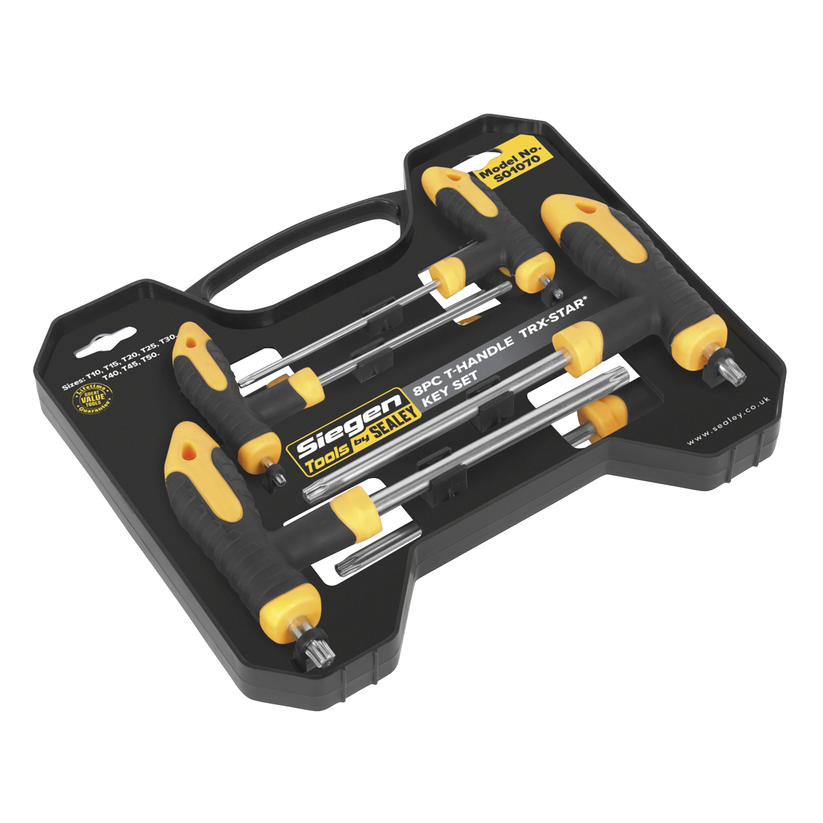 Sealey T-Handle TRX-Star Key Set Chrome Vanadium Steel Shafts 8 Pieces S01070