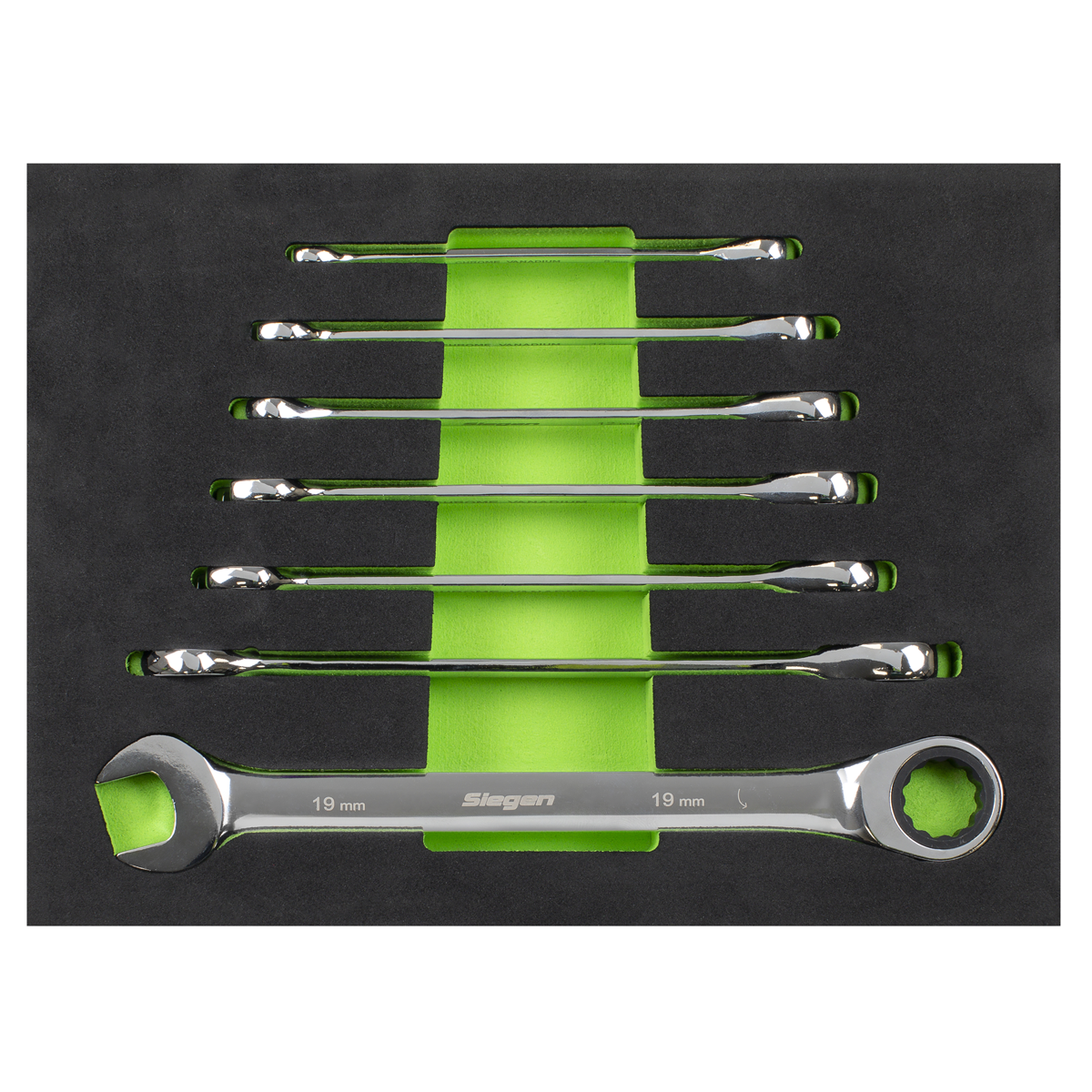 Sealey Ratchet Combination Spanner Set 7pc Metric Chrome Vanadium Steel S01142