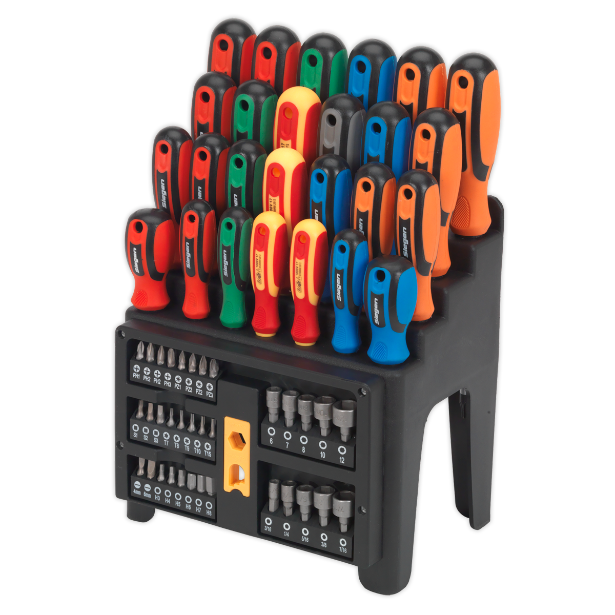 Sealey Screwdriver Bit & Nut Driver Set With Colour-Coding 61 Pieces S01152