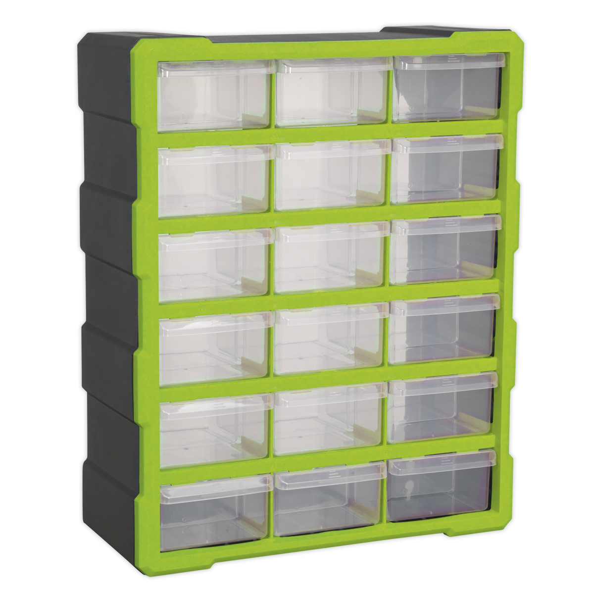 Sealey Cabinet Box 18 Drawer Wall Mountable - Hi-Vis Green/Black APDC18HV
