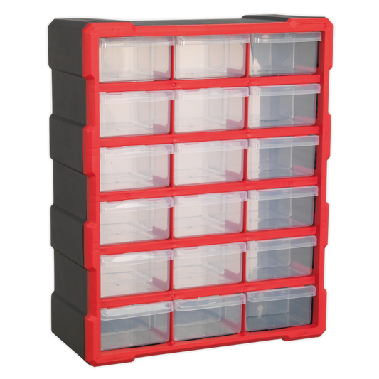 Sealey Cabinet Box 18 Impact Resistant Composite Drawers - Red/Black APDC18R