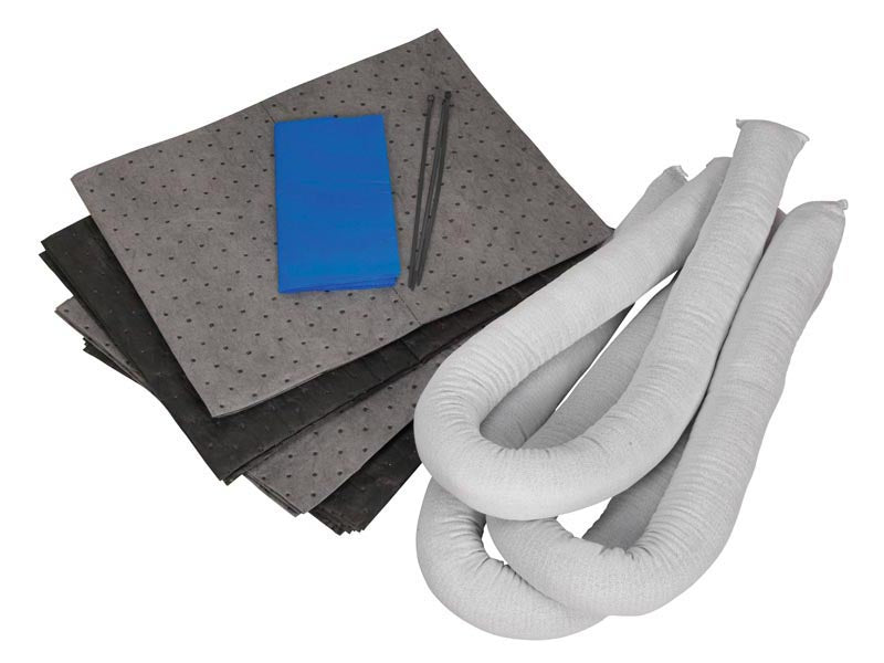 Sealey Spill Control Kit 30L - Pad x15 Sock x3 Disposal Bag With Ties x1 SCK30